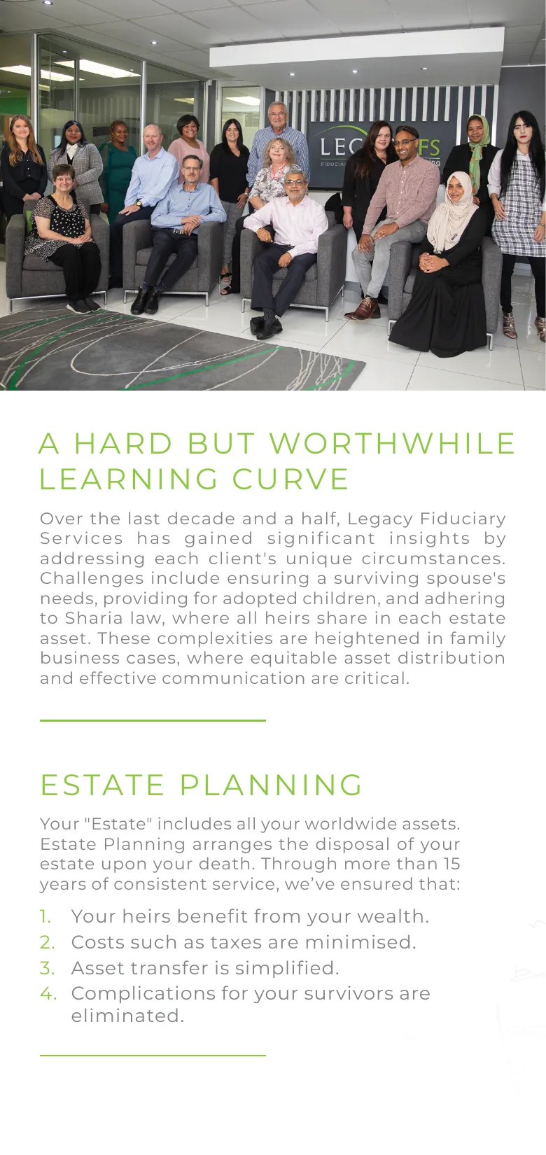 Legacy Fiduciary Services corporate profile, panel 6 of 8
